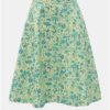 Modro–zelená sukňa s motívom listov annanemone