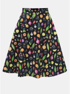 Oranžovo–čierna sukňa s motívom ovocia a zeleniny annanemone