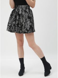 Strieborno–čierna kvetovaná sukňa TALLY WEiJL