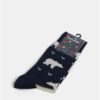 Tmavomodré unisex ponožky s motívom medveďa Fusakle Polarnik