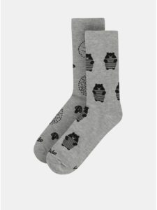 Sivé unisex ponožky s motívom medveďa Fusakle Maco