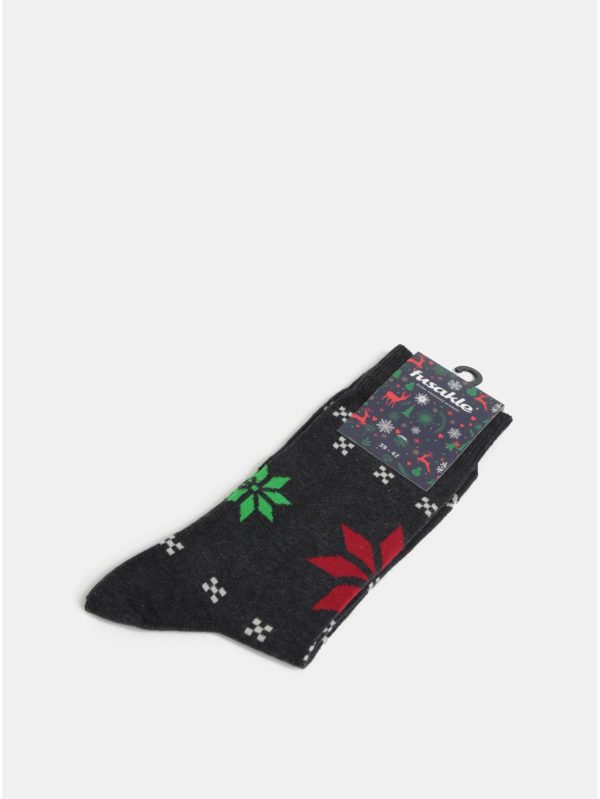 Sivé unisex ponožky s motívom vločiek Fusakle Zima Hviezda
