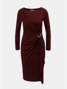 Vínové šaty s volánom a kovovou ozdobou Lily & Franc by Dorothy Perkins