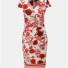 Červeno–krémové puzdrové kvetované šaty Dorothy Perkins