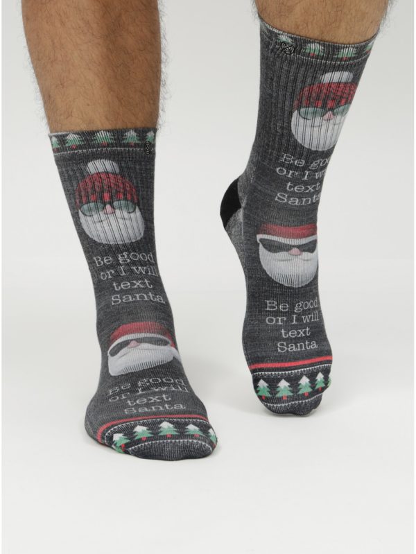 Sivé pánske ponožky s vianočným motívom XPOOOS