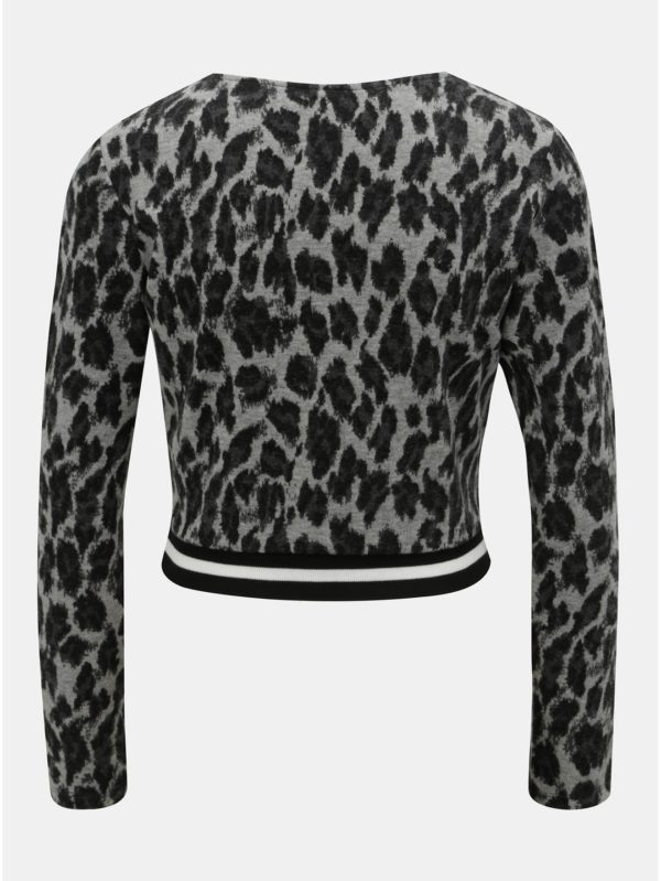 Sivý tenký crop sveter s leopardím vzorom TALLY WEiJL