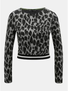 Sivý tenký crop sveter s leopardím vzorom TALLY WEiJL