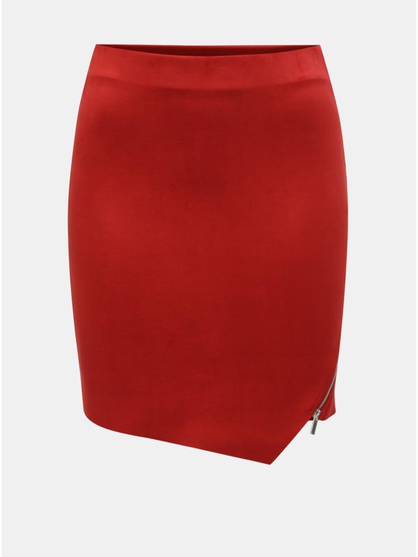 Červená zamatová sukňa TALLY WEiJL