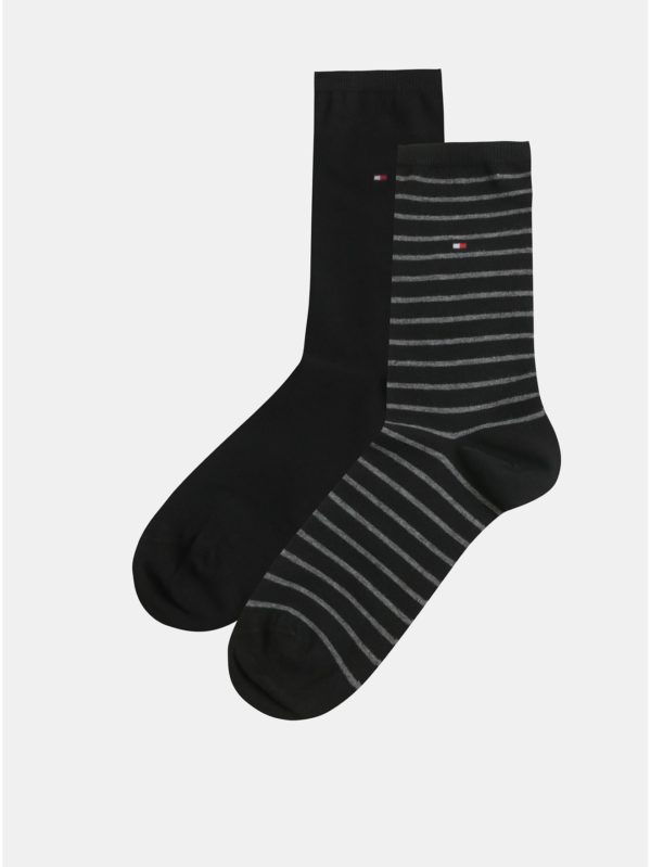 Balenie dvoch párov dámskych ponožiek v čiernej farbe Tommy Hilfiger