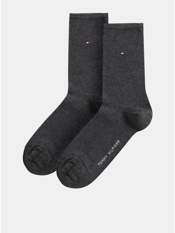 Balenie dvoch párov dámskych ponožiek v tmavosivej farbe Tommy Hilfiger