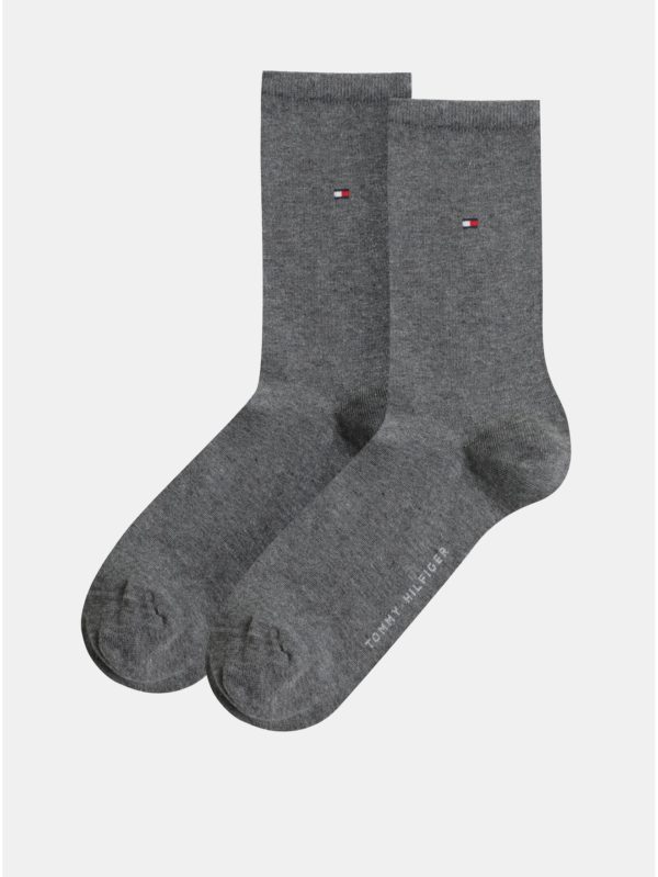 Balenie dvoch párov dámskych ponožiek v sivej farbe Tommy Hilfiger