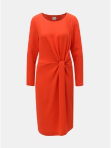 Oranžové šaty s riasením na boku VILA Sealo