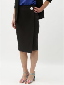 Čierna puzdrová sukňa s ozdobným gombíkom Dorothy Perkins