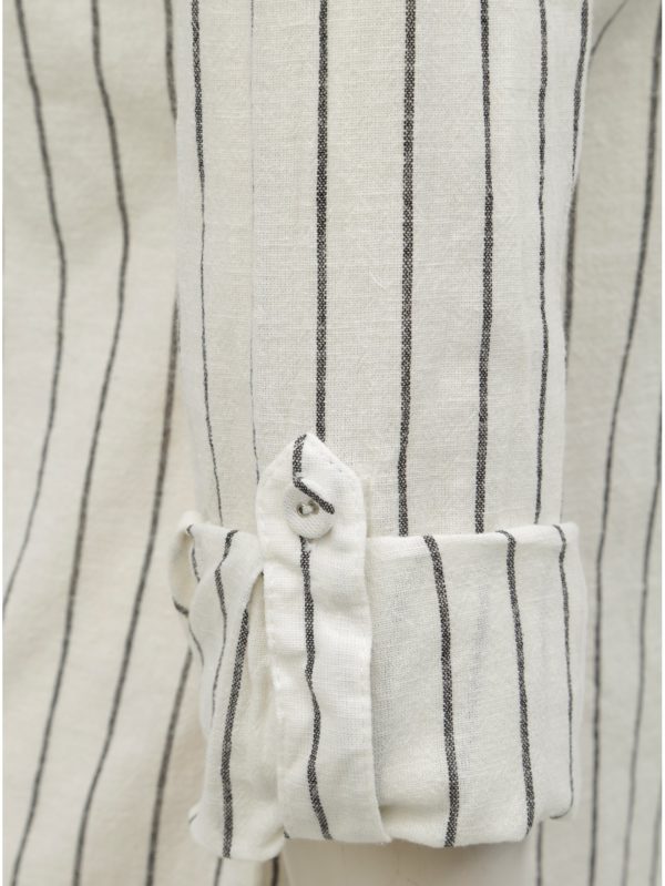 Sivo–krémová pruhovaná košeľa s prímesou ľanu Dorothy Perkins