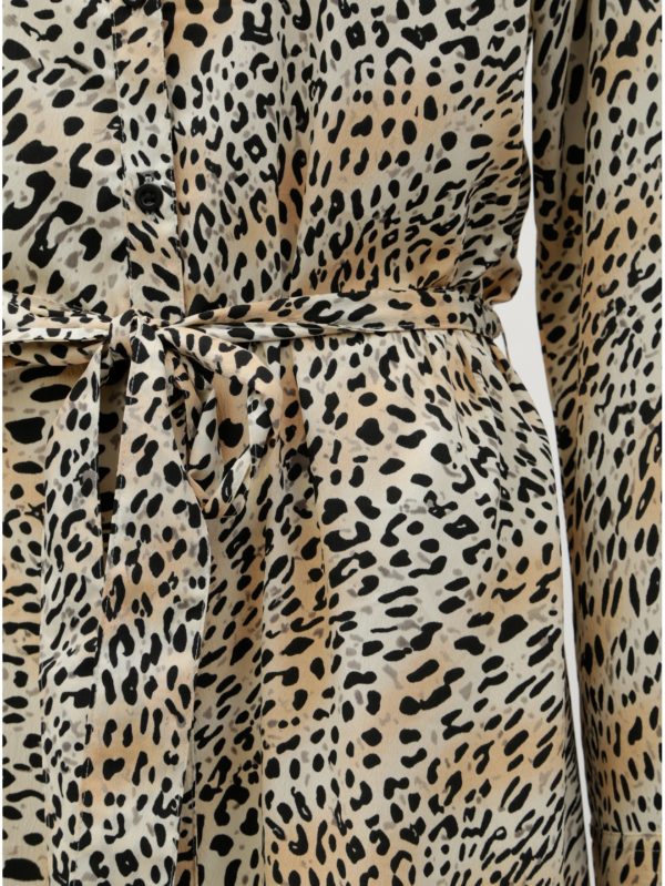 Čierno–béžové košeľové maxišaty s leopardím vzorom Dorothy Perkins