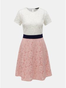 Bielo–ružové čipkované šaty Dorothy Perkins