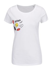 Biele dámske tričko s potlačou xoxo Cuky Luky film