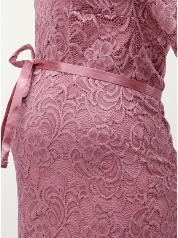 Ružové čipkované tehotenské šaty Mama.licious Mivana