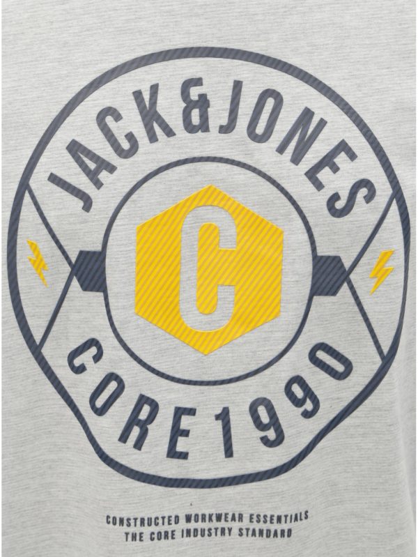 Svetlosivé melírované regular tričko s potlačou Jack & Jones Fresco
