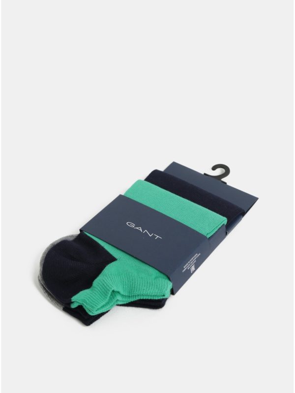 Balenie dvoch párov zelených a modrých nízkych ponožiek GANT