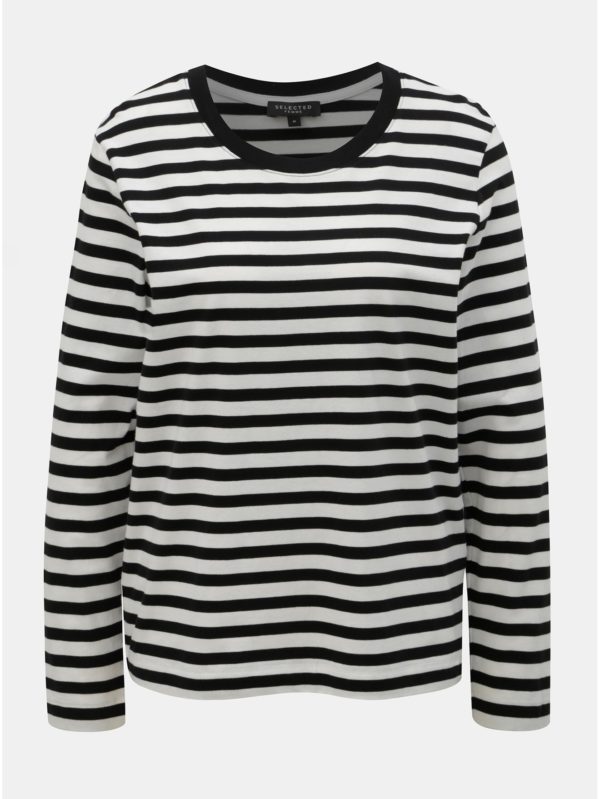 Bielo–čierne pruhované basic tričko Selected Femme Standard