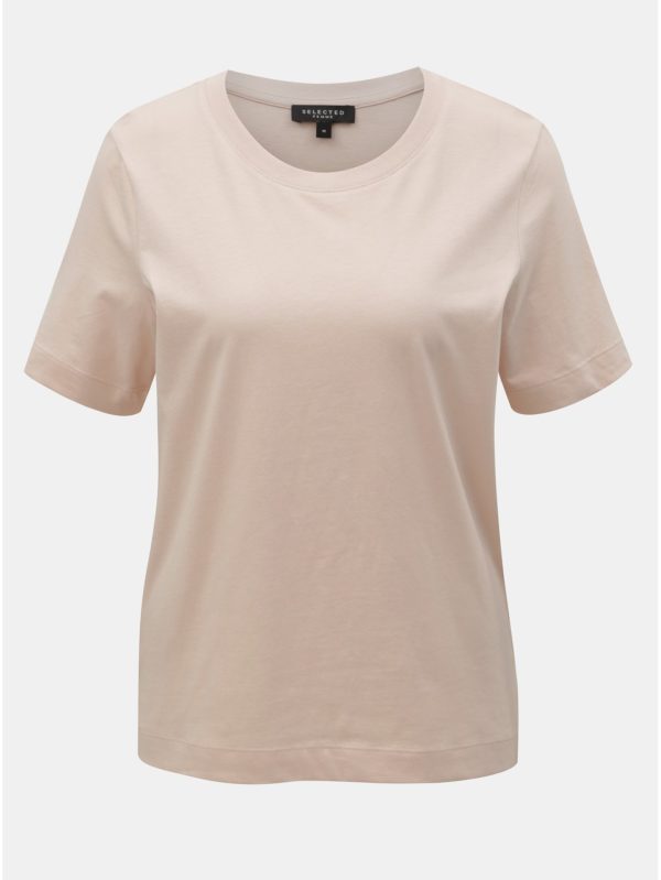 Svetloružové basic tričko Selected Femme Standard