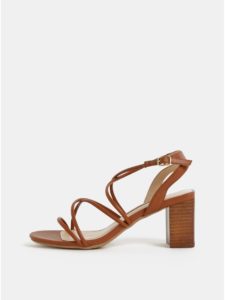 Hnedé sandále na širokom podpätku Dorothy Perkins