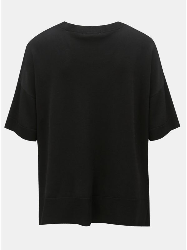 Čierne svetrové tričko s rozparkami Selected Femme Wille