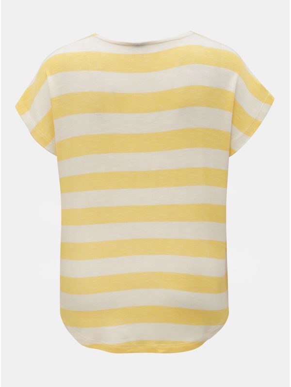 Krémovo–žlté pruhované tričko VERO MODA Wide