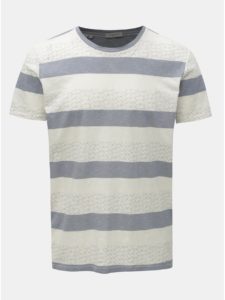 Modro–krémové vzorované tričko Selected Homme Kristian