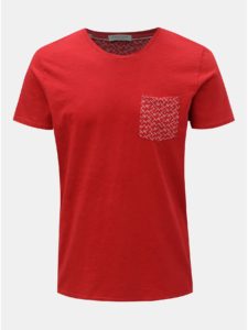 Červené tričko s náprsným vreckom Selected Homme Kristian