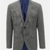 Sivé kockované oblekové slim sako s prímesou vlny Selected Homme Buffalonoah