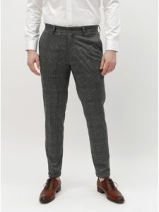 Sivé kockované skinny nohavice Selected Homme Jersey