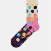 Ružovo–krémové dámske bodkované ponožky Happy Socks Big Dot