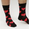 Čierne ponožky s motívom srdiečok Happy Socks Smiley Heart