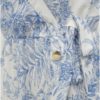 Modro–biele kvetované midišaty s prímesou ľanu Dorothy Perkins