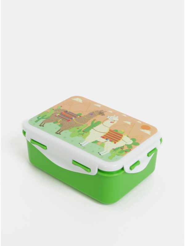 Zelený desiatový box s motívom lám Sass&Belle Mandala Elephant