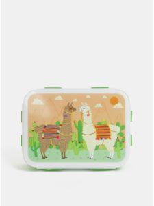 Zelený desiatový box s motívom lám Sass&Belle Mandala Elephant