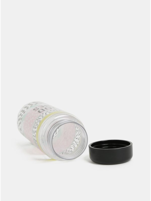 Ružovo–čierna fľaša na vodu s motívom Sass&Belle Memphis Modern