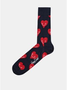 Tmavomodré ponožky s motívom srdiečok Happy Socks Smiley Heart