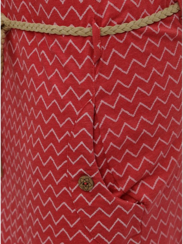 Červené vzorované šaty s vreckami Ragwear Tag
