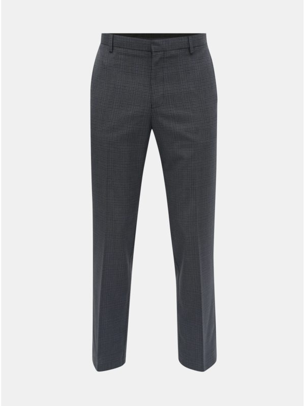 Tmavomodré kockované tailored fit nohavice Burton Menswear London
