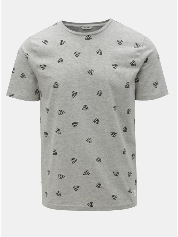 Sivé melírované tričko s potlačou ONLY & SONS Epus