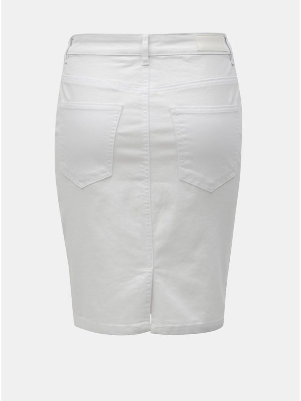 Biela rifľová puzdrová sukňa VERO MODA Hot Nine