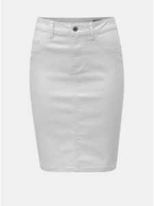 Biela rifľová puzdrová sukňa VERO MODA Hot Nine