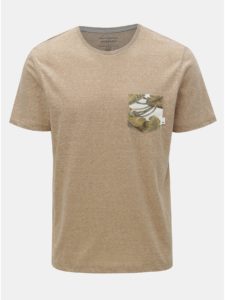Svetlohnedé melírované modern fit tričko s vreckom Quiksilver