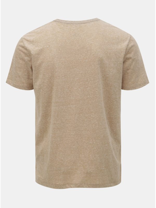Svetlohnedé melírované modern fit tričko s vreckom Quiksilver
