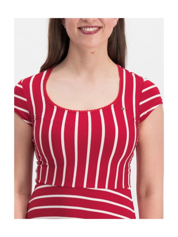 Červené pruhované šaty Blutsgeschwister Logo Stripe