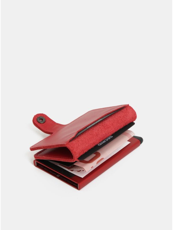 Červené kožená peňaženka s puzdrom na karty Secrid