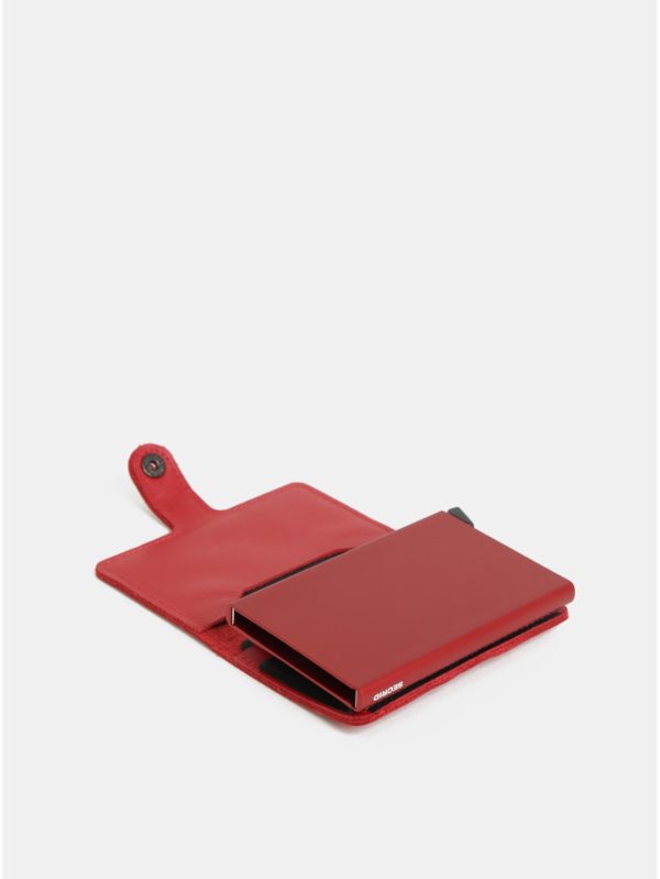 Červené kožená peňaženka s puzdrom na karty Secrid